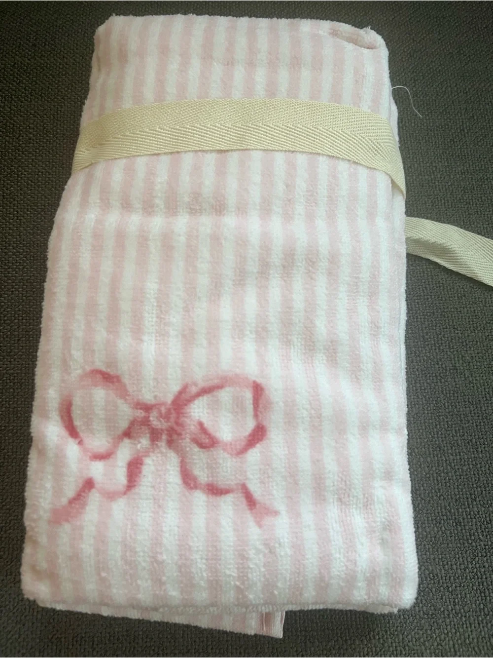 Laura Ashley Pink Bows Stripe Bath Towel Set bath, hand and finger towels - NEW